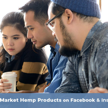 Young professionals looking at one computer screen at a desk. Can you advertise hemp on Facebook. How to market and promote hemp on Instagram.