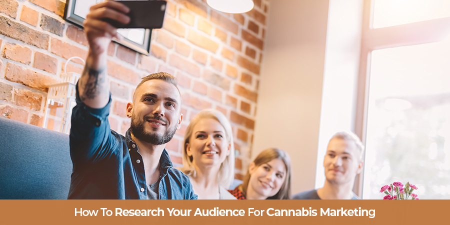 Group of marijuana users taking a selfie. Cannabis marketing tips and strategy.