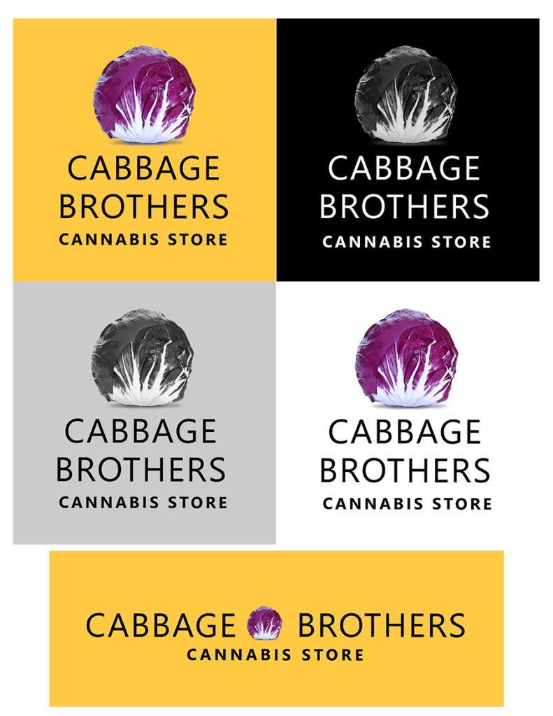 cannabis store logos. cbd log design. marijuana logo design company. cabbage brothers logos by coladigital.ca.