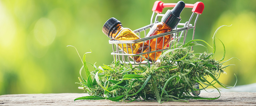 cbd oil and cannibidiol in shopping cart. google ads for cbd products.