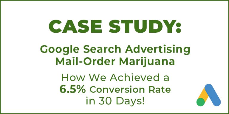 Case Study Image for Google Ads campaign for mail order marijuana companies in USA and Canada.