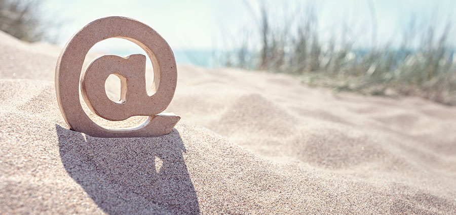email symbol at the beach. marijuana marketing agency. 