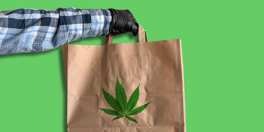 weed delivery in a paer bag. Dispensary marketing and cannabis SEO experts.